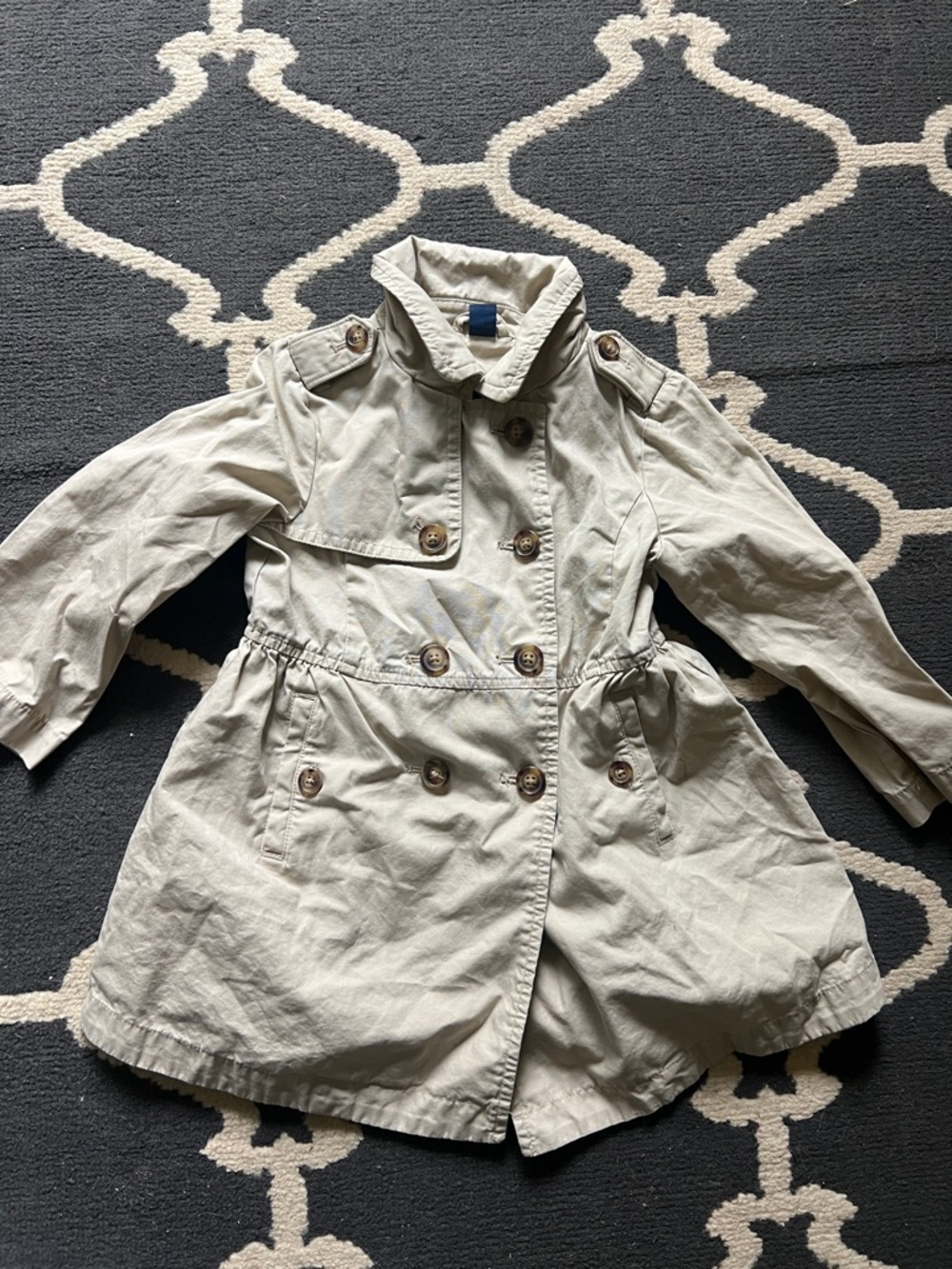 GAP Kids Double-Breasted Pea Coat in Light Beige